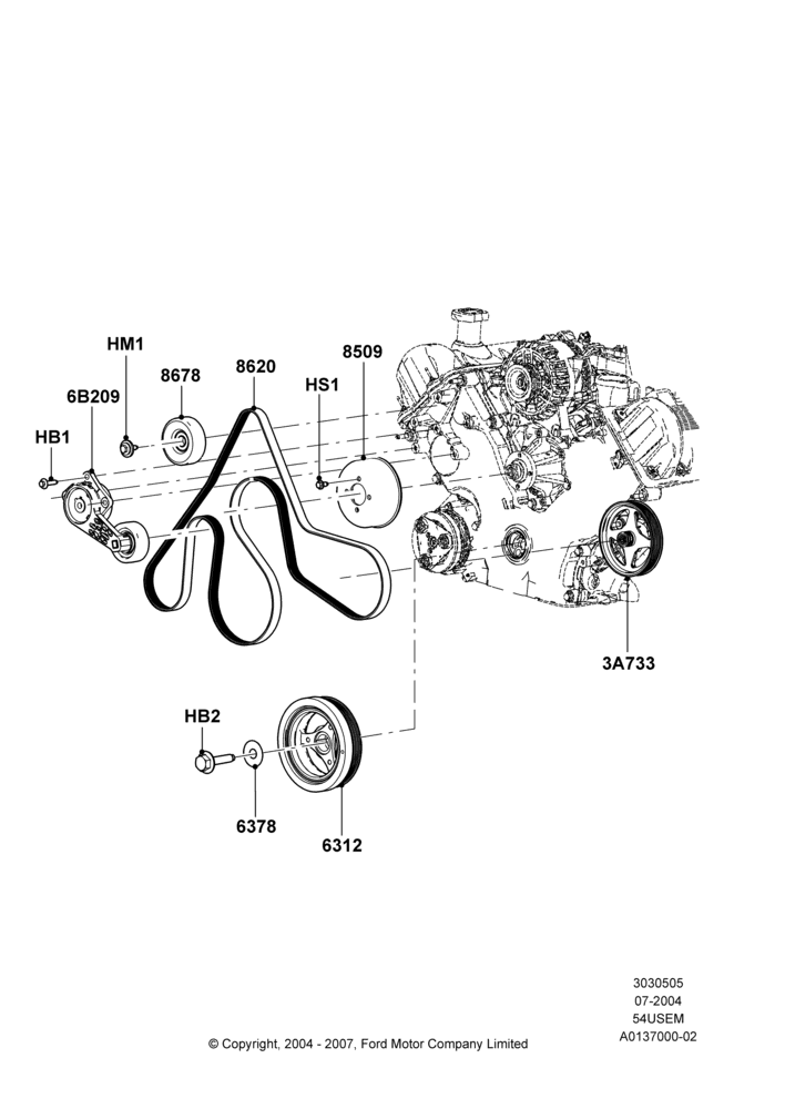 Pulleys and Drive Belts, 5.4L 3V V8