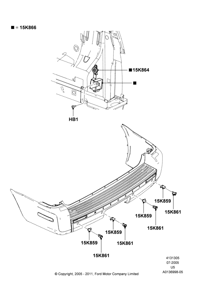 05B - Parking Distance Control, Lincoln/Mercury Series, With Reverse Proximity Sensor; 19/JUL/2005-16/DEC/2010