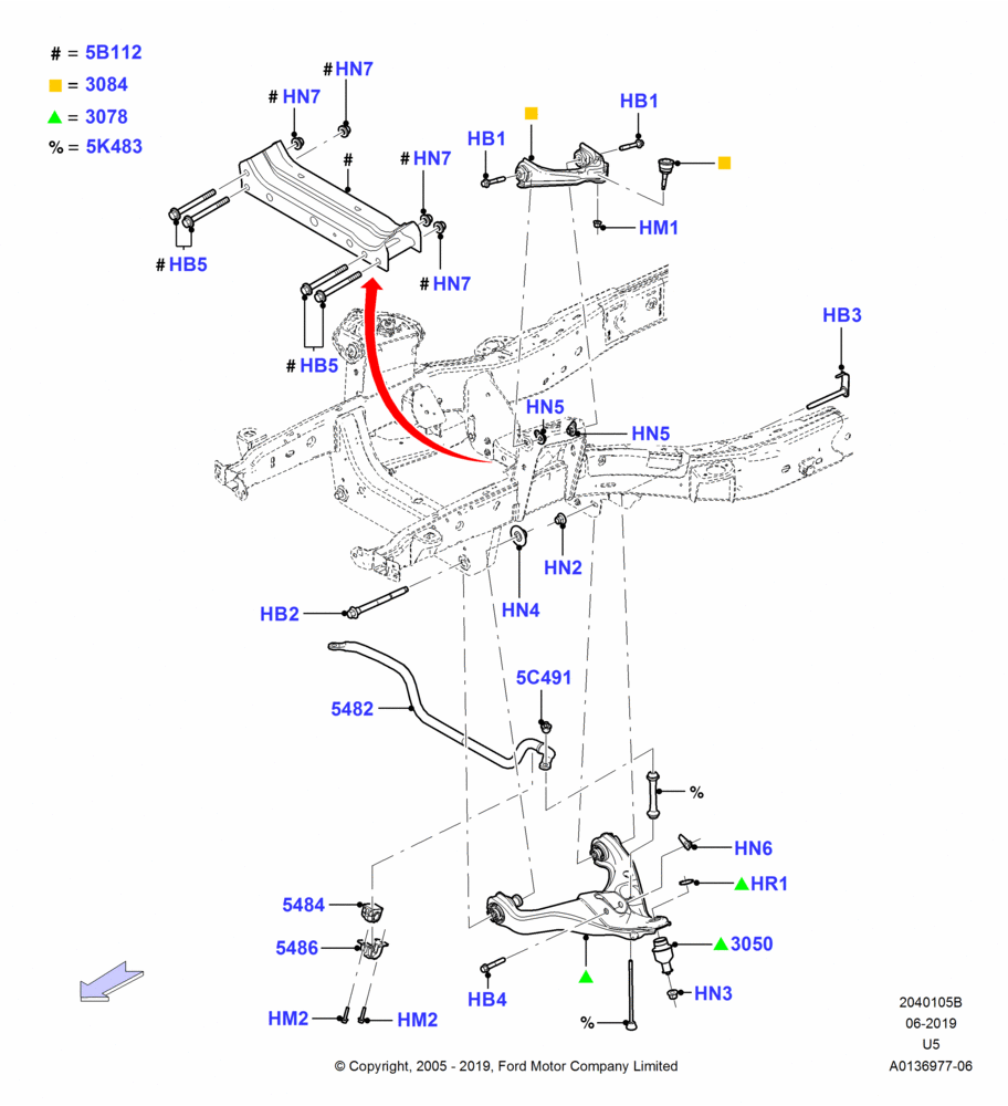 Схема установки 6L2Z-3084-AA