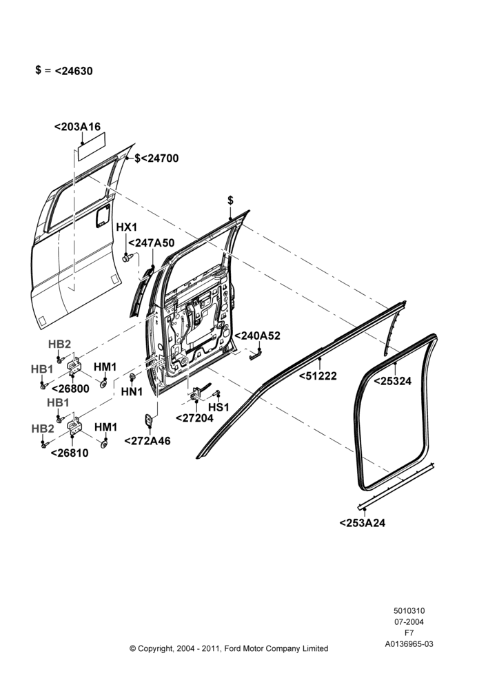 10B - Rear Doors, Hinges & Weatherstrips, Crew Cab; 19/JUL/2004-12/FEB/2010
