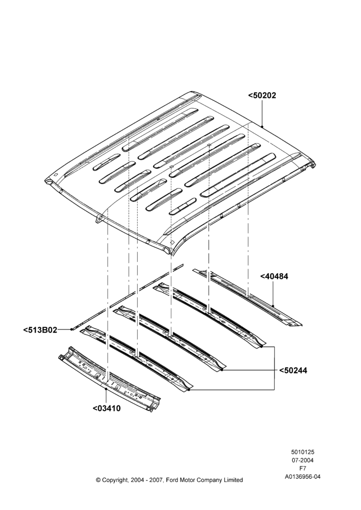 25C - Roof - Sheet Metal, Crew Cab; 19/JUL/2004-12/FEB/2010