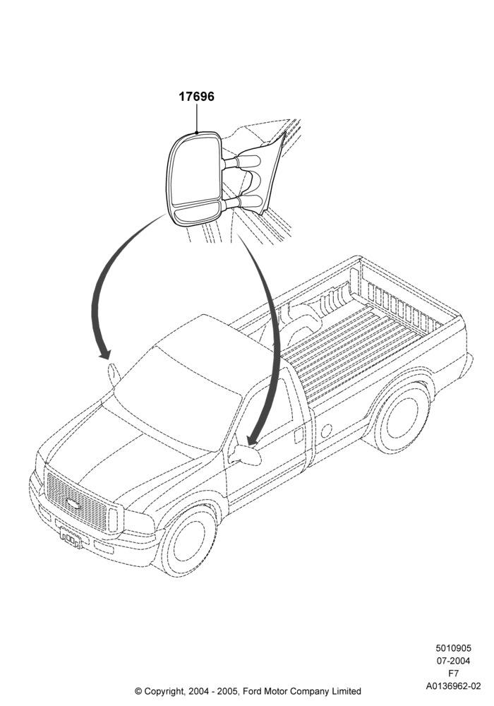 05X - Exterior Rear View Mirror, Accessory, Trailer Tow; 19/JUL/2004-18/DEC/2006