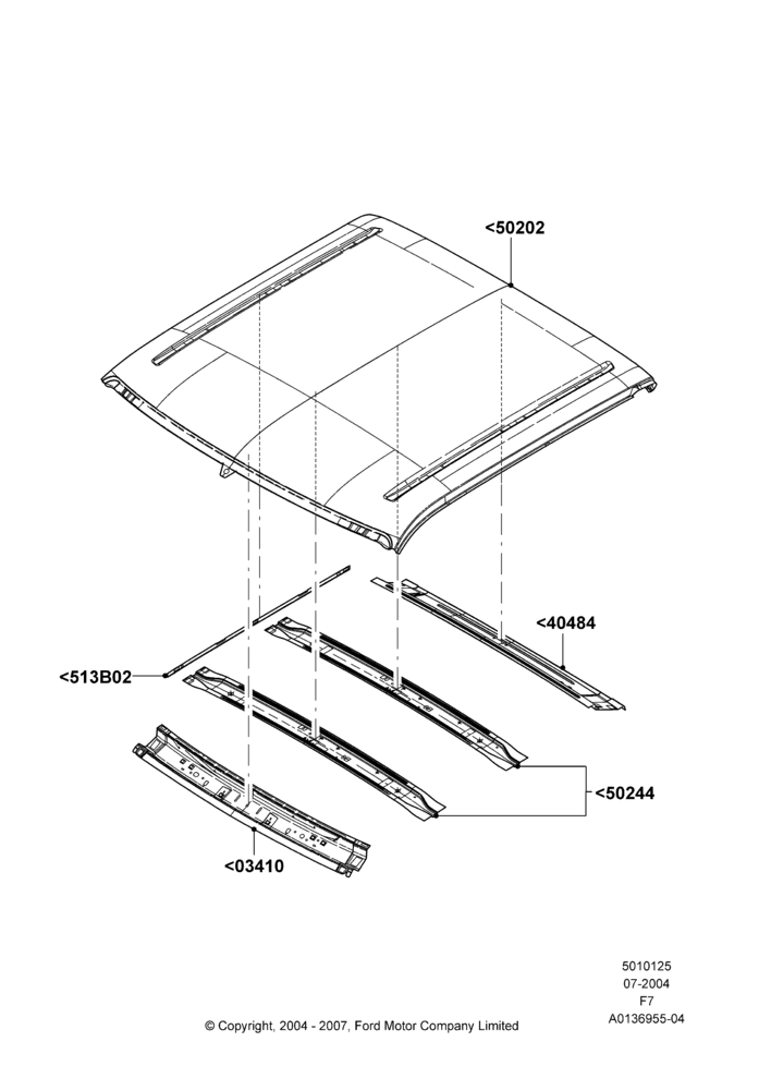 25B - Roof - Sheet Metal, Super Cab; 19/JUL/2004-12/FEB/2010
