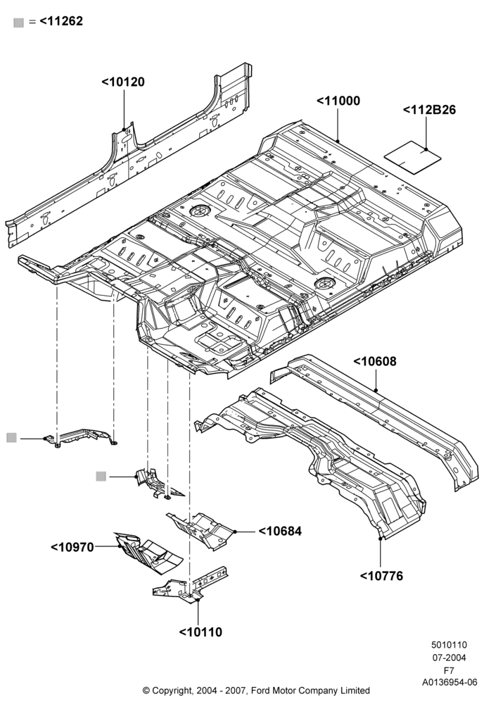 10C - Floor Pan - Front, Crew Cab; 19/JUL/2004-18/DEC/2006