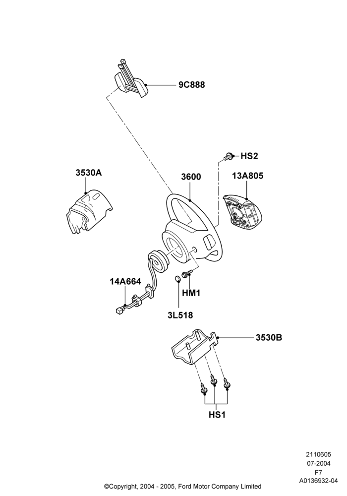 05B - Steering Wheel, Less Driver Air Bag Restraint; 19/JUL/2004-18/DEC/2006