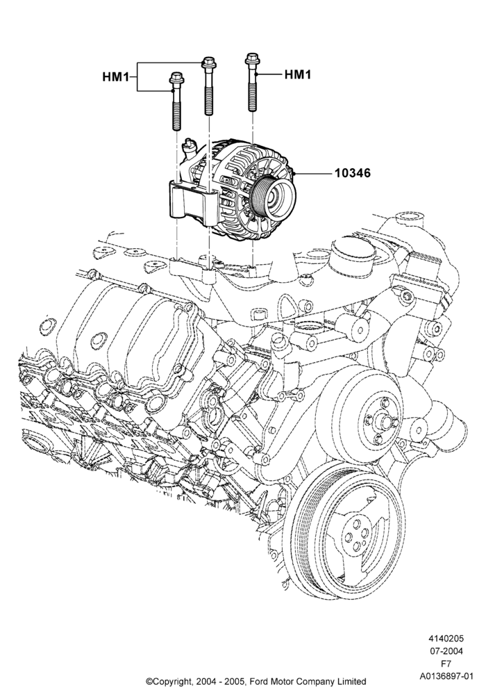 05B - Alternator and Mountings, 6.0L OHV Diesel V8, Extra Heavy Duty Alternator, Heavy Duty Alternator; 19/JUL/2004-18/DEC/2006