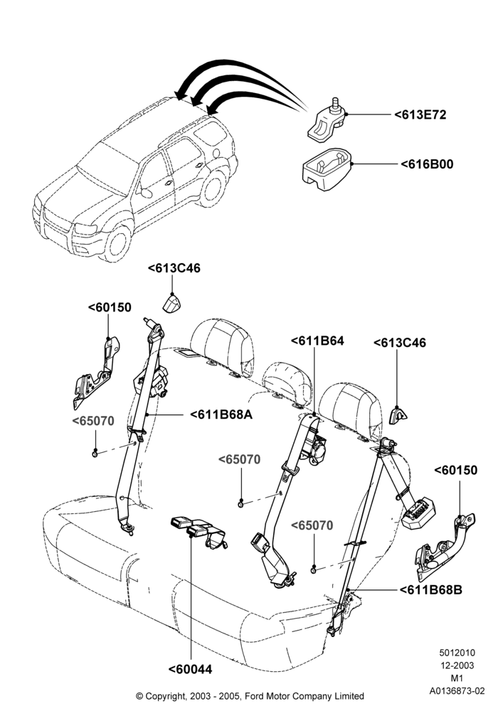 10B - Rear Seat Belts; 22/DEC/2003-01/MAY/2006
