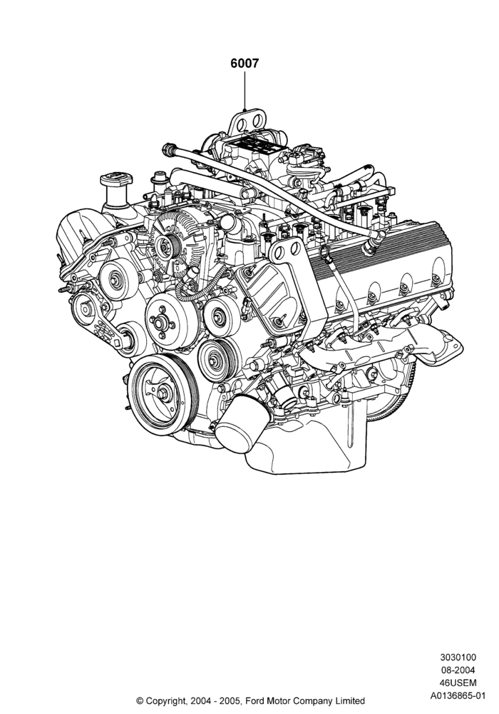 00A - Engine Assy Fully Dressed, 4.6L 3V V8; 19/JUL/2005-16/DEC/2010