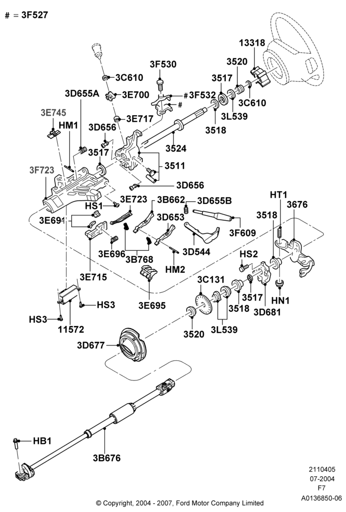 05A - Steering Column, Manual Transmission, With Tilt Steering Wheel; 19/JUL/2004-18/DEC/2006