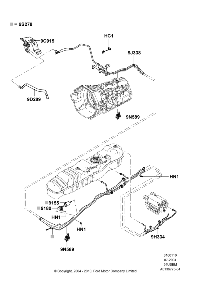 10U - Fuel Lines, 5.4L 3V V8, Narrow Frame (Chassis Cab), With Mid-Ship Fuel Tank; 19/JUL/2004-18/DEC/2006