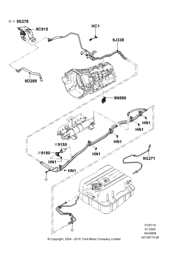 10T - Fuel Lines, 5.4L 3V V8, With Aft-Of-Axle Fuel Tank; 19/JUL/2004-18/DEC/2006