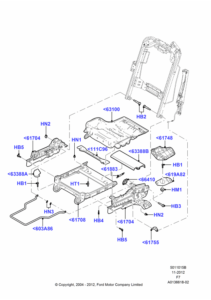 15B - Front Seat Base, With 40/20/40 Split Bench Frnt Seat, With Captain Chair Front Seats, With Driver 2 Way Mnl.Seat Adjuster, With Fr Seat Integrated Restraints; 19/JUL/2004-16/MAY/2005