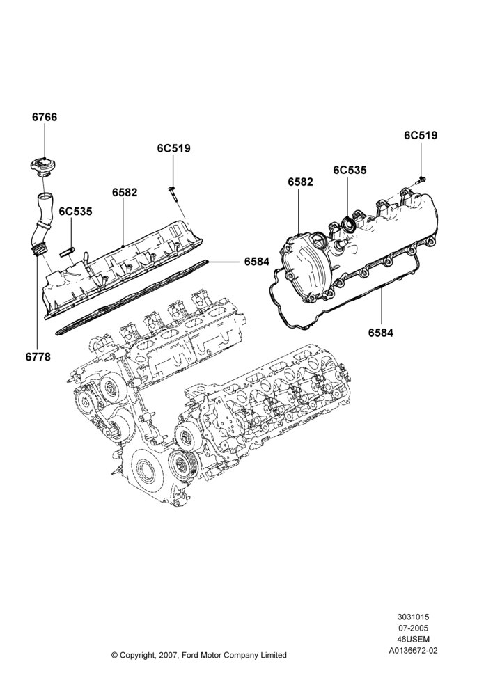 15A - Cylinder Head Cover, 4.6L 3V V8; 19/JUL/2005-13/AUG/2008