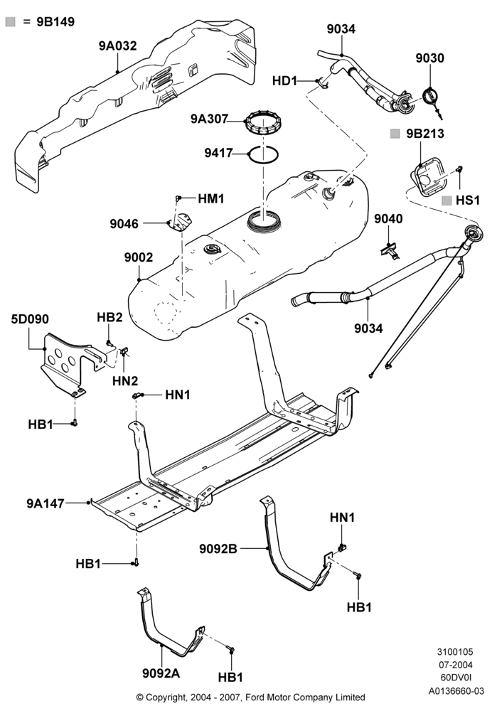 05B - Fuel Tank, 142"/3607MM Wheelbase, 156"/3962MM Wheelbase, 6.0L OHV Diesel V8, With Skid Plates, With Underbody Protection; 19/JUL/2004-18/DEC/2006