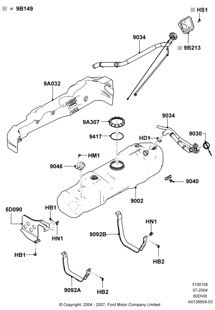 05A - Fuel Tank, 142"/3607MM Wheelbase, 156"/3962MM Wheelbase, 6.0L OHV Diesel V8, Less Skid Plates, Less Underbody Protection; 19/JUL/2004-18/DEC/2006