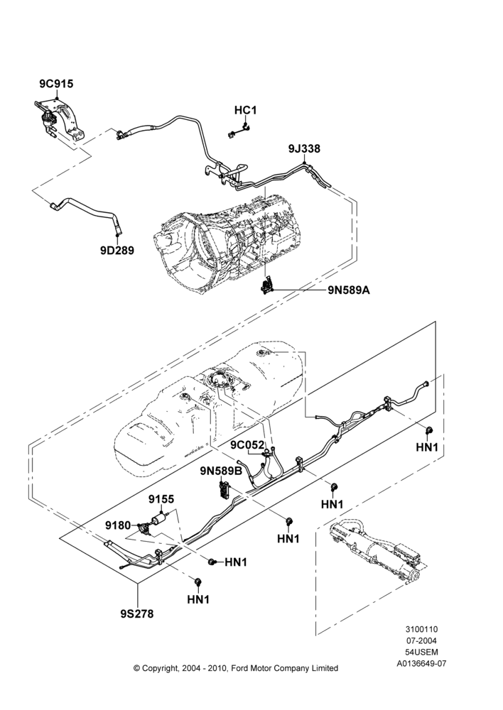 10R - Fuel Lines, 5.4L 3V V8, With Mid-Ship Fuel Tank; 19/JUL/2004-18/DEC/2006