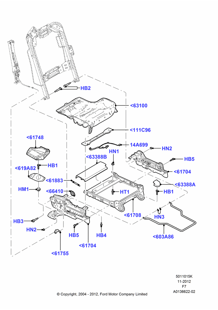 15K - Front Seat Base, With 40/20/40 Split Bench Frnt Seat, With Captain Chair Front Seats, With Fr Seat Integrated Restraints, With Pass. 2 Way Manual Seat Adjust; 19/JUL/2004-16/MAY/2005