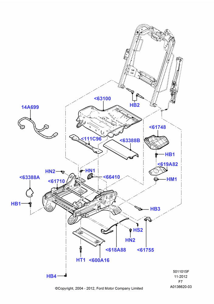 15F - Front Seat Base, With 40/20/40 Split Bench Frnt Seat, With Captain Chair Front Seats, With Driver 6 Way Pwr.Seat Adjuster, With Fr Seat Integrated Restraints; 19/JUL/2004-16/MAY/2005