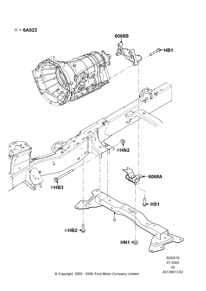 10C - Transmission Mounting, 2WD, 4.6L 3V V8; 19/JUL/2005-13/AUG/2008