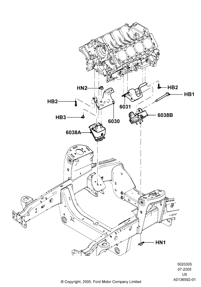 05C - Engine Mounting, 4.6L 3V V8; 19/JUL/2005-16/DEC/2010