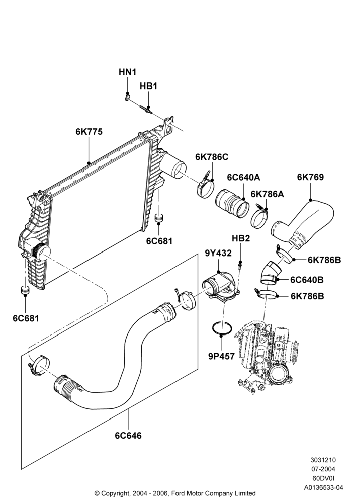10A - Intercooler/Air Ducts and Hoses, 6.0L OHV Diesel V8; 19/JUL/2004-18/DEC/2006