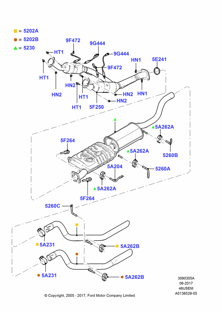 Exhaust System, 4.6L 3V V8