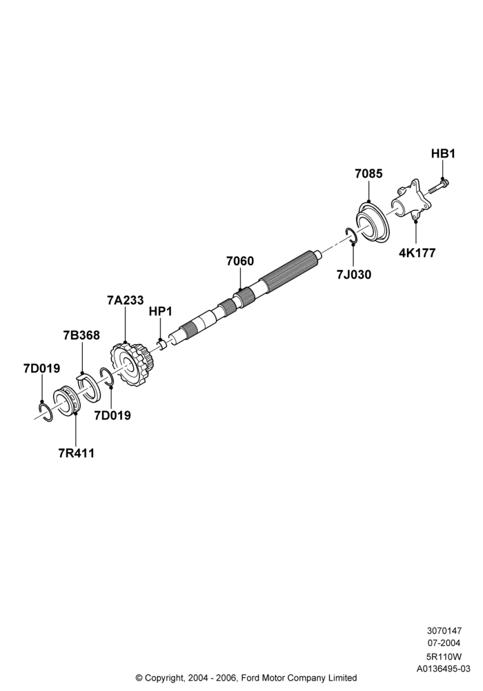 47A - Output Shafts, 5 Speed Auto 5R110W - HI/Torque, 5R110W 5 Speed Auto Trans NAAO; 19/JUL/2004-12/FEB/2010