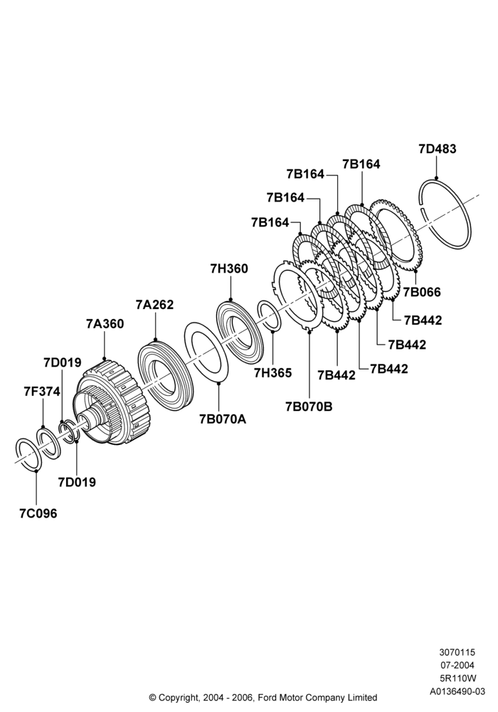 15A - Forward Clutch and Components, 5 Speed Auto 5R110W - HI/Torque, 5R110W 5 Speed Auto Trans NAAO; 19/JUL/2004-12/FEB/2010
