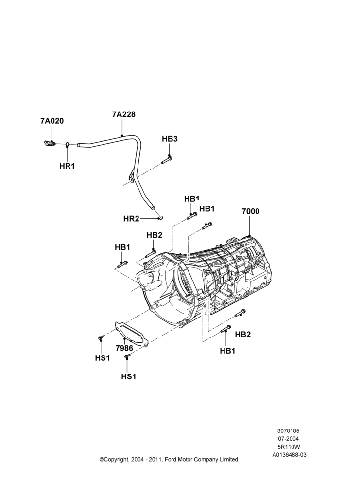 05A - Auto Trans Assy & Speedometer Drive, 5 Speed Auto 5R110W - HI/Torque, 5.4L 3V V8, 5R110W 5 Speed Auto Trans NAAO, 6.8L Gas EFI V10; 19/JUL/2004-16/SEP/2008