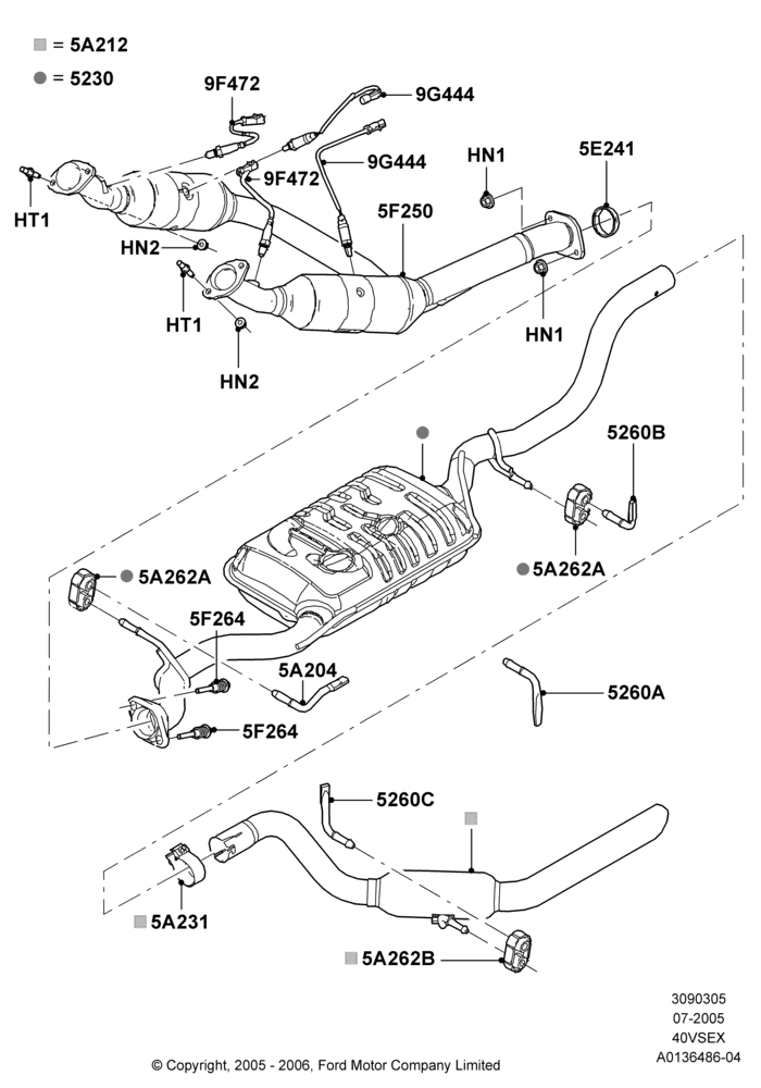Exhaust System, 4.0L V6 12V SOHC EFI