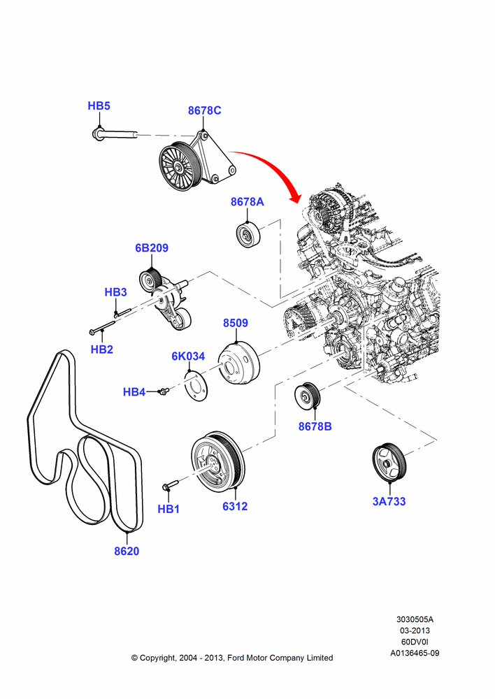 Pulleys and Drive Belts, 6.0L OHV Diesel V8, Extra Heavy Duty Alternator, Heavy Duty Alternator