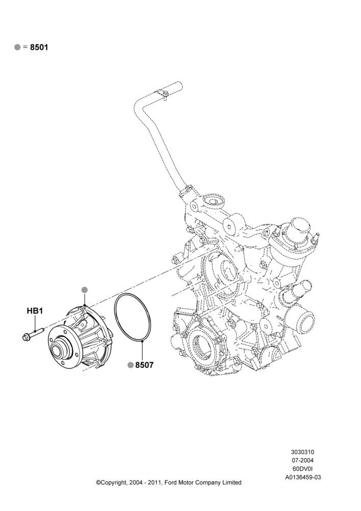 Water Pump, 6.0L OHV Diesel V8