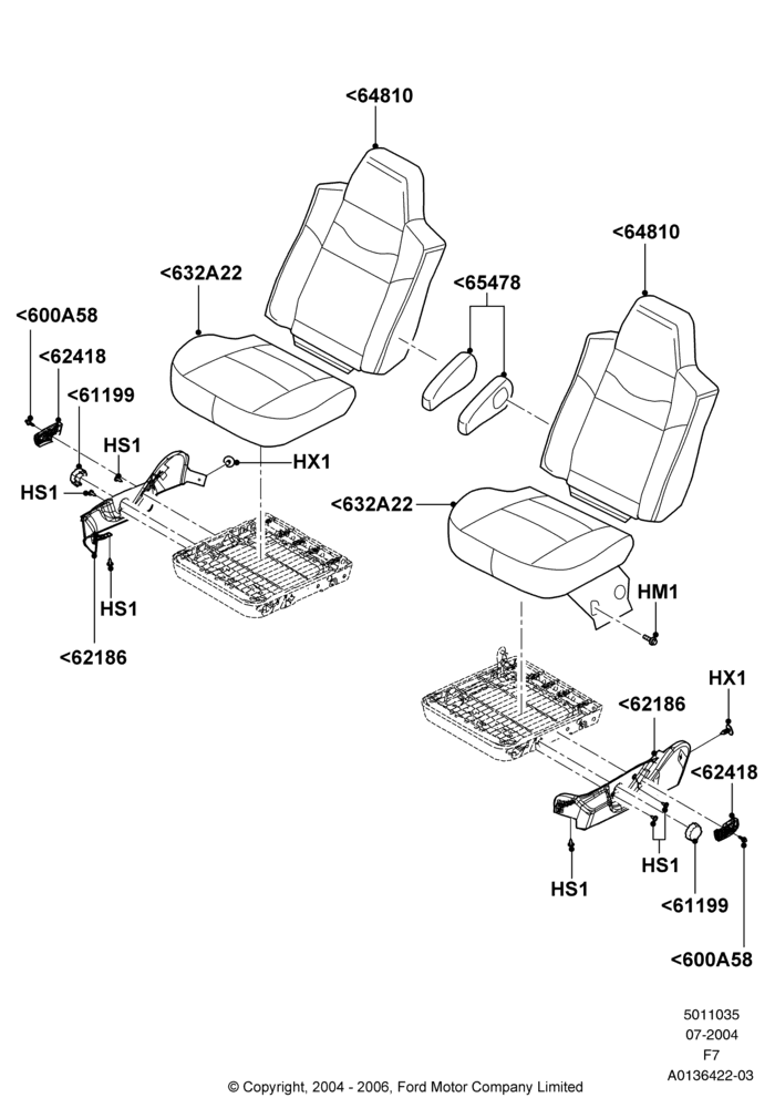 35D - Rear Seat Pads/Valances & Heating, Crew Cab, With 2nd Row Dual Captain Chairs; 19/JUL/2004-18/DEC/2006