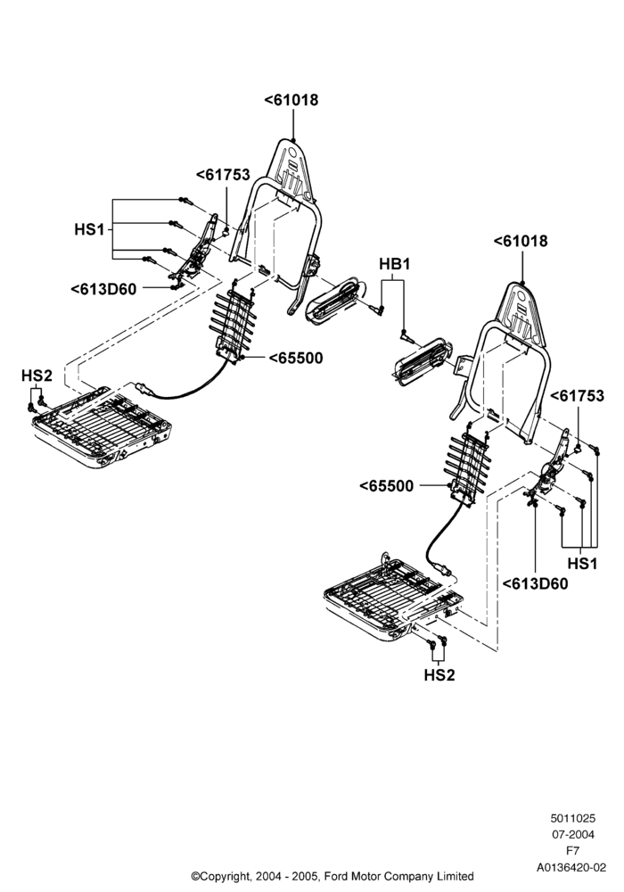 25E - Rear Seat Back, Crew Cab, With 2nd Row Dual Captain Chairs; 19/JUL/2004-18/DEC/2006