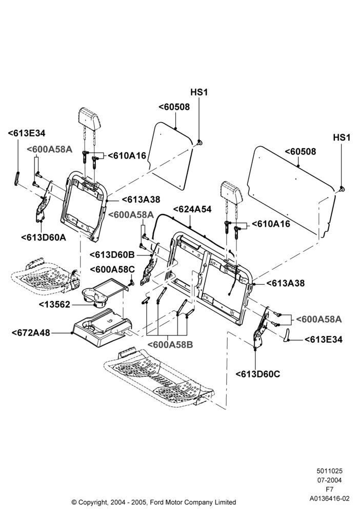 25D - Rear Seat Back, 2nd Row 60/40 (3 P) Folding Seat, Crew Cab; 19/JUL/2004-18/DEC/2006