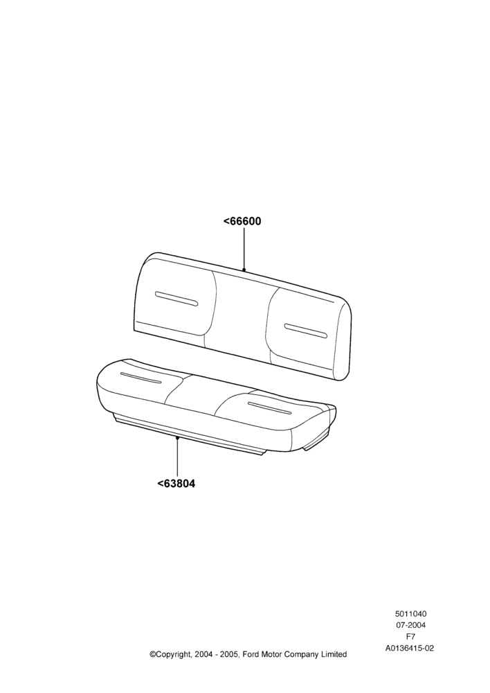 40B - Rear Seat Covers, Crew Cab, With 2nd Row Bench Seat - 3 Passngr; 19/JUL/2004-18/DEC/2006