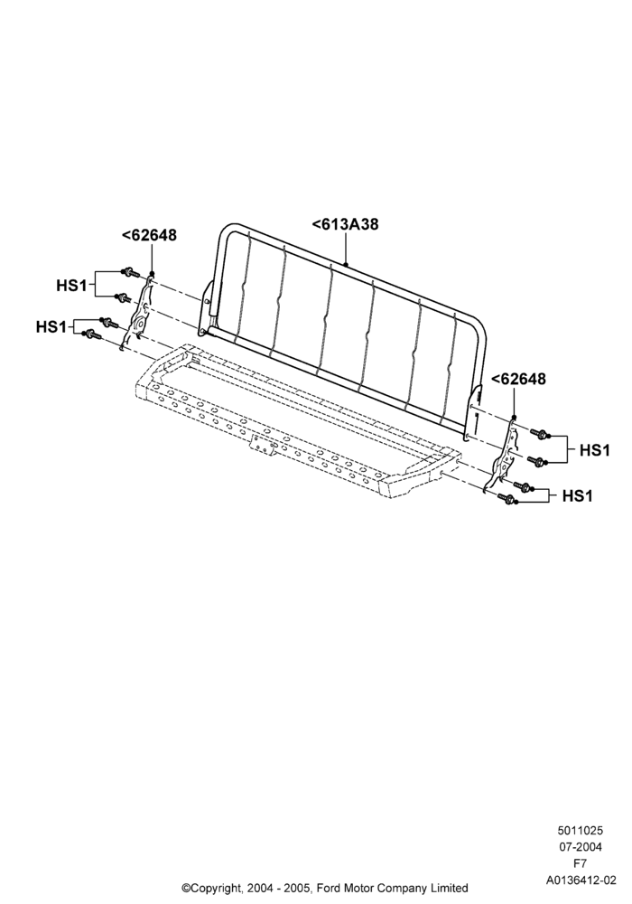25B - Rear Seat Back, Crew Cab, With 2nd Row Bench Seat - 3 Passngr; 19/JUL/2004-16/MAY/2005
