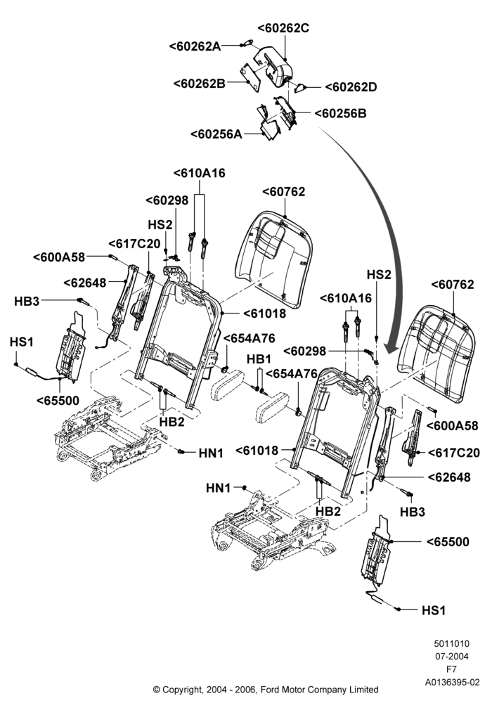 10G - Front Seat Back, With Captain Chair Front Seats, With Fr Seat Integrated Restraints; 19/JUL/2004-18/DEC/2006