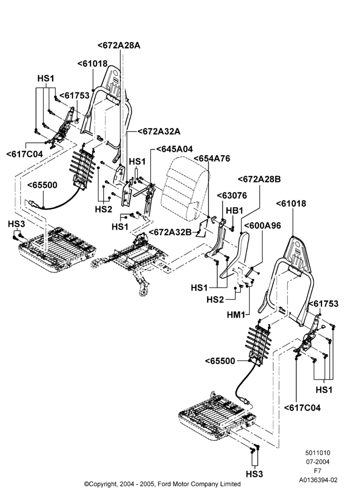 10E - Front Seat Back, Less Fr Seat Integrated Restraints, With 40/20/40 Split Bench Frnt Seat; 19/JUL/2004-16/MAY/2005