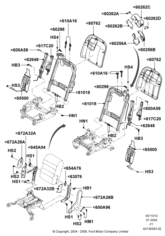 10D - Front Seat Back, With 40/20/40 Split Bench Frnt Seat, With Fr Seat Integrated Restraints; 19/JUL/2004-18/DEC/2006