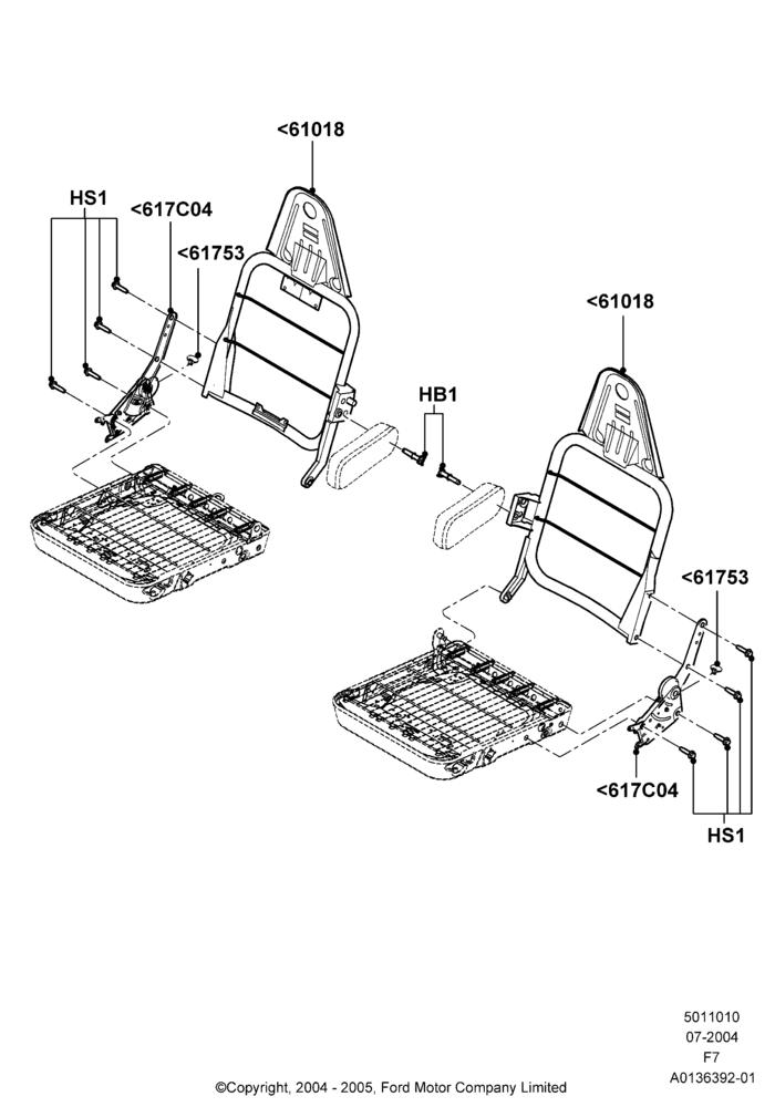 10B - Front Seat Back, With High Back Front Seats; 19/JUL/2004-16/MAY/2005