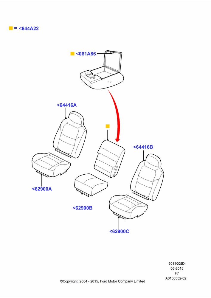 05D - Front Seat Covers, With 40/20/40 Split Bench Frnt Seat, With Active Front Seat Belts; 19/JUL/2004-18/DEC/2006
