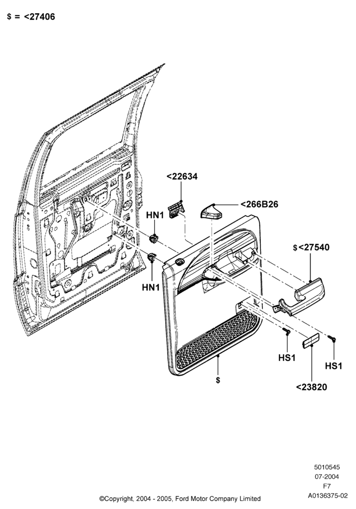45B - Rear Door Trim Panels, Crew Cab, With Manual Rear Windows; 19/JUL/2004-18/DEC/2006