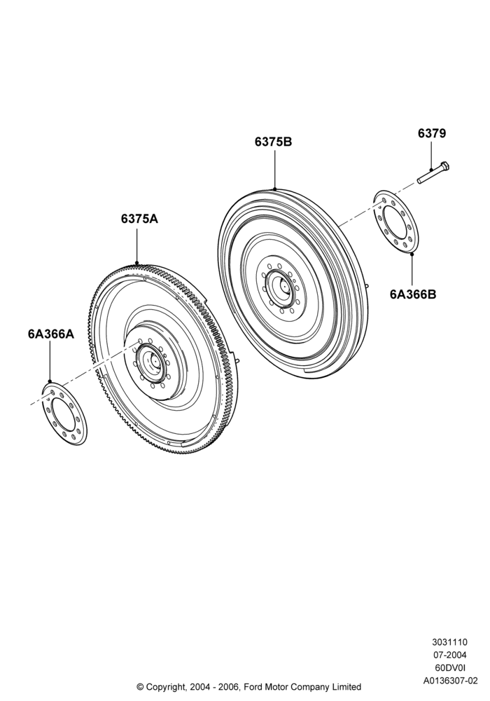 10A - Flywheel, 6.0L OHV Diesel V8; 19/JUL/2004-18/DEC/2006