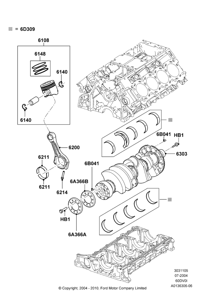 05A - Crankshaft/Pistons and Bearings, 6.0L OHV Diesel V8; 19/JUL/2004-18/DEC/2006