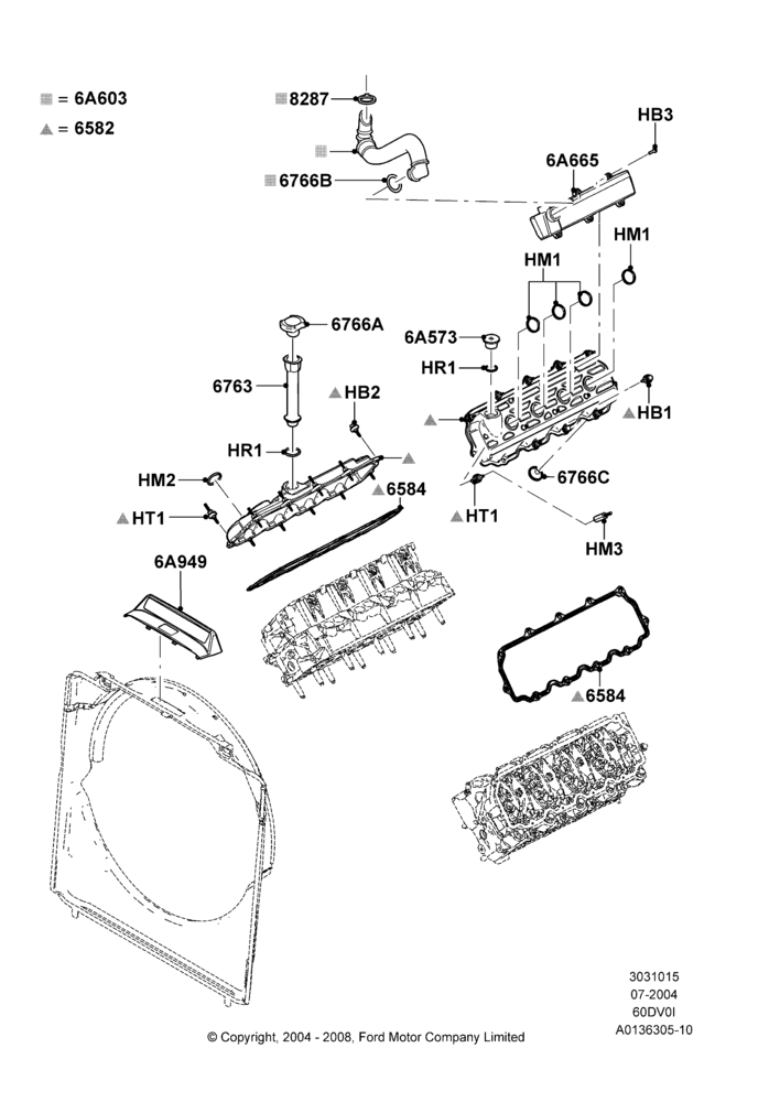 15A - Cylinder Head Cover, 6.0L OHV Diesel V8; 19/JUL/2004-18/DEC/2006