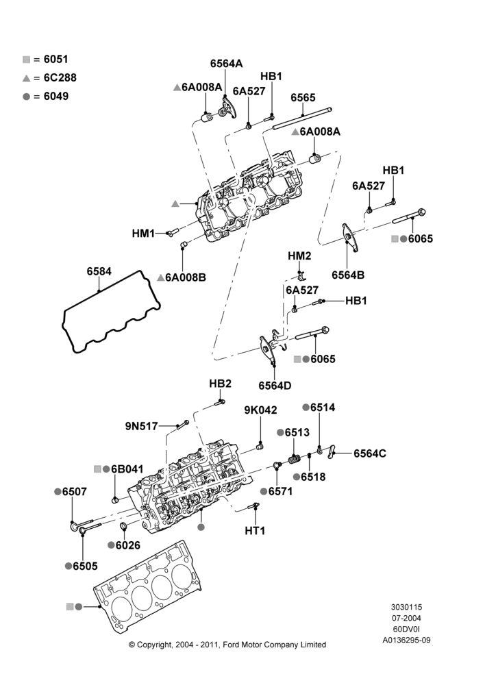 15A - Cylinder Head, 6.0L OHV Diesel V8; 19/JUL/2004-16/JAN/2006