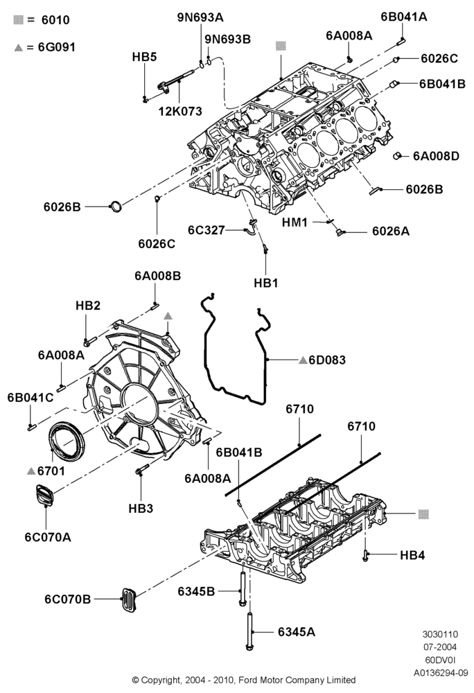 10A - Cylinder Block and Plugs, 6.0L OHV Diesel V8; 19/JUL/2004-18/DEC/2006