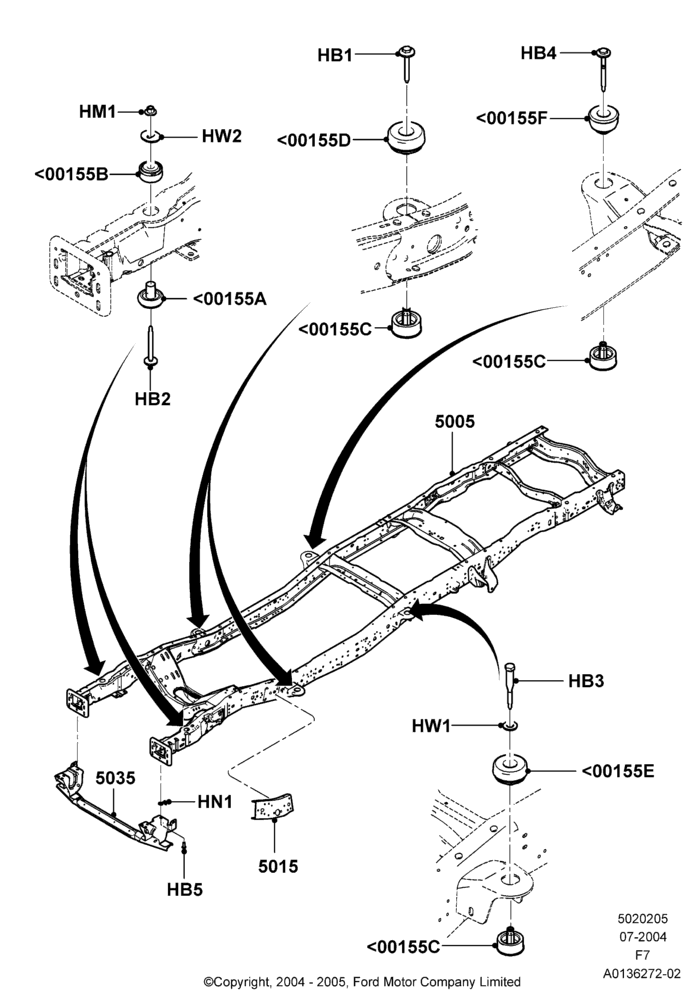 05A - Chassis Frame, Narrow Frame (Chassis Cab), Regular Cab; 19/JUL/2004-18/DEC/2006