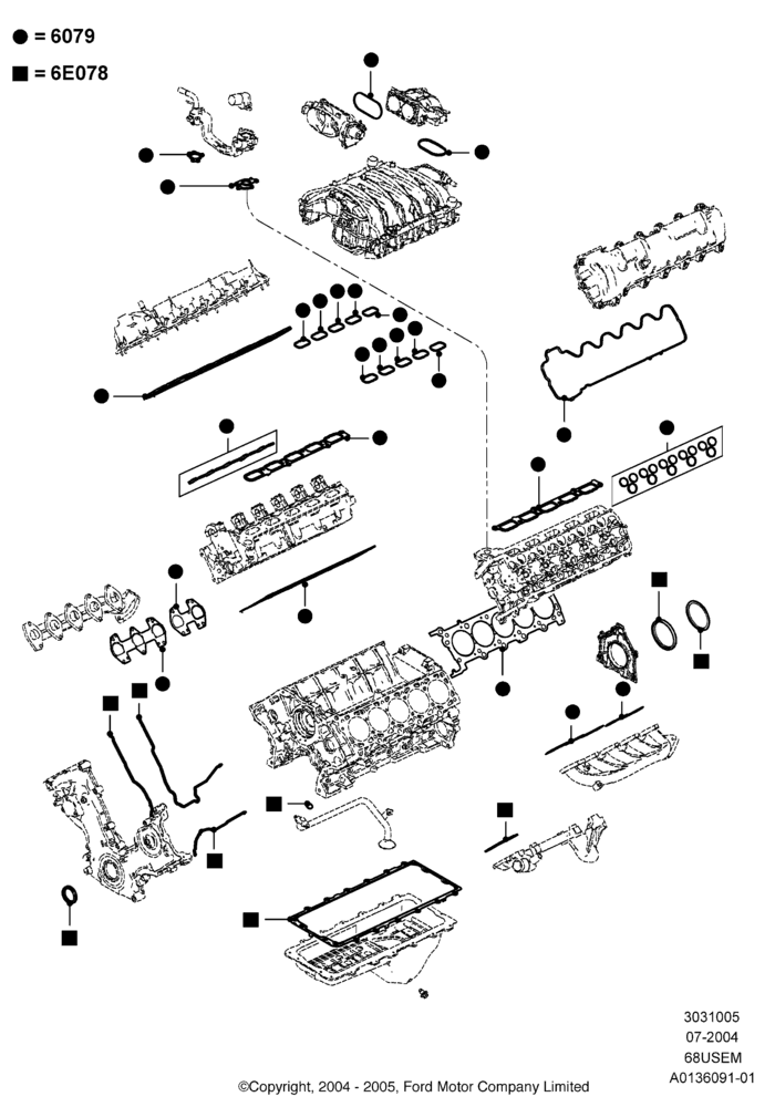 05A - Engine Gasket Kits, 6.8L Gas EFI V10; 19/JUL/2004-12/FEB/2010